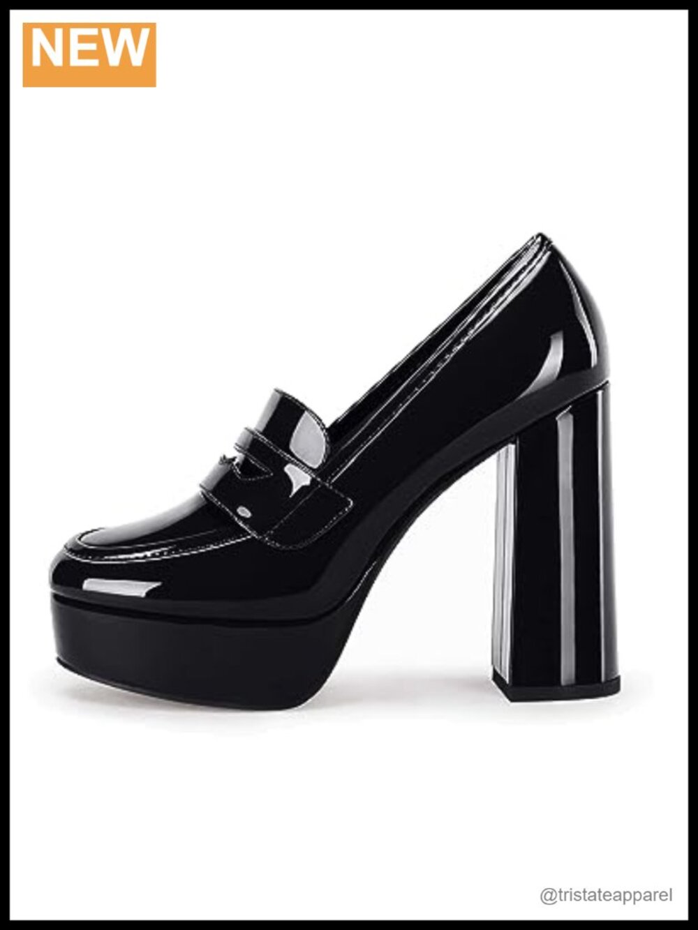 Women's Platform Heels Chunky High Heel Patent Leather Penny Loafers Business